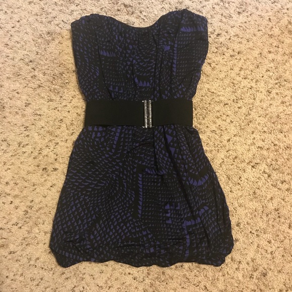 BCBG MaxAzria Purple and Black Strapless Minidress - Picture 5 of 8